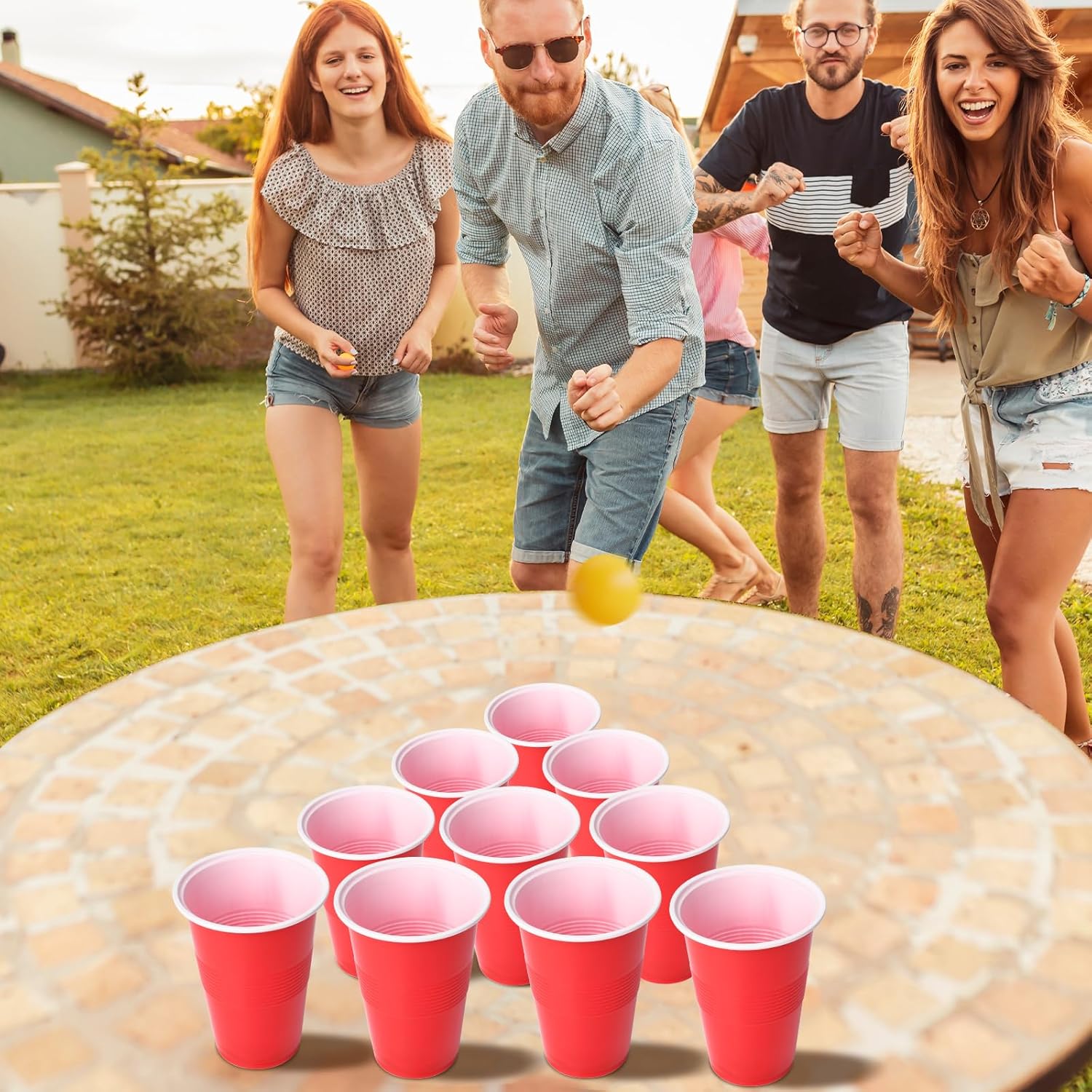 Cup Pong Game Set 22 Pcs 16 Oz - Party Games Jenga 评论和价格