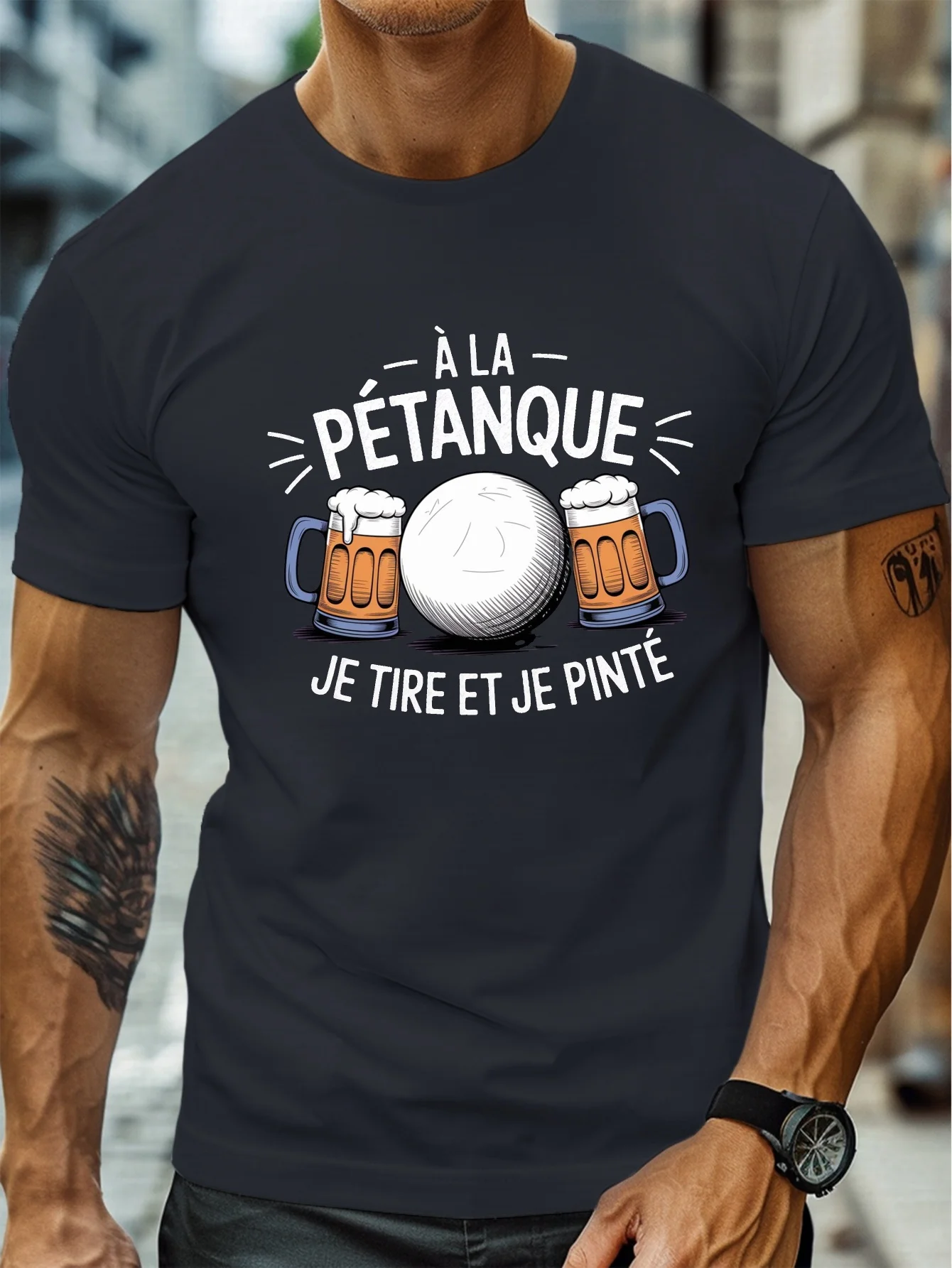 Fashion Men's Pétanque Beer Fu - Party Games Quotes Short 评论和价格
